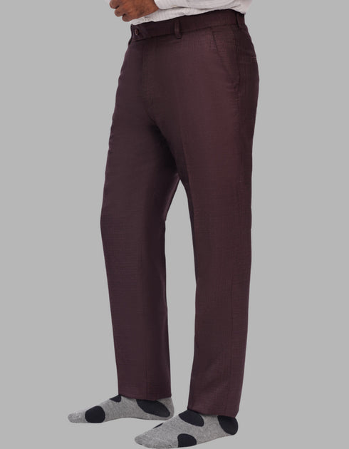 Formal Pant Mahroon Color Textured Suiting Stuff